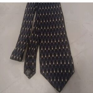 Van Heusen Mens Black Blue Geometric Art Deco Silk Classic Designer Tie Vintage